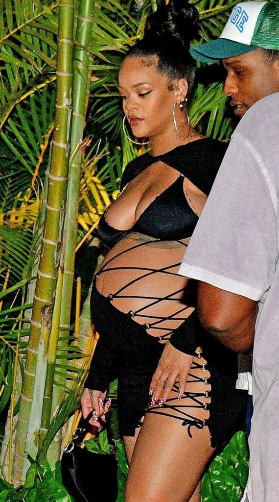 Rihanna was photographed in a provocative creation with ASAP Rocky in Barbados