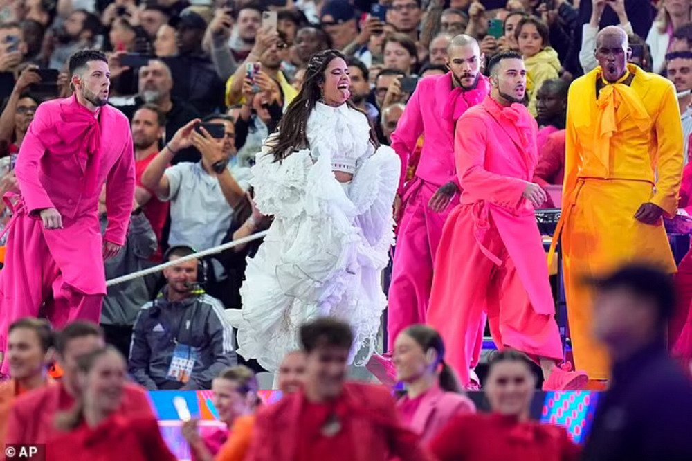 Camila Cabello in a bold outfit performed in the final of the Champions League