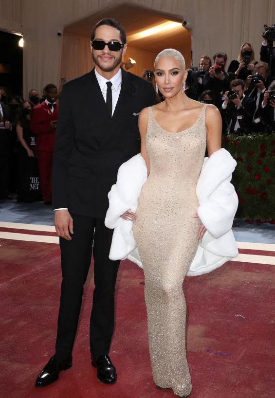 Kim Kardashian in a $5 million dress worn by Marilyn Monroe with Pete Davidson at the Met Gala