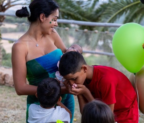 Ronaldo and Georgina with their five children at their eldest son's birthday party in Mallorca