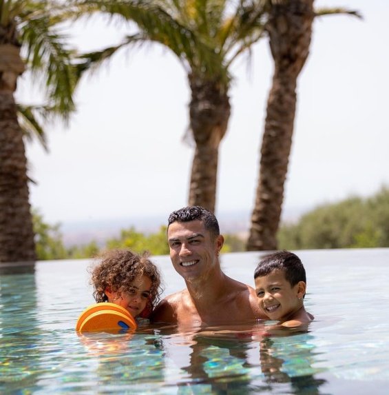 Ronaldo and Georgina with their five children at their eldest son's birthday party in Mallorca