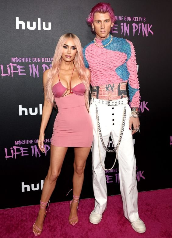 Megan Fox and Machine Gun Kelly coordinated in pink outfits at the premiere of his documentary