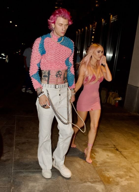 Megan Fox and Machine Gun Kelly coordinated in pink outfits at the premiere of his documentary