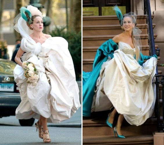 Carrie Bradshaw again in the iconic wedding dress