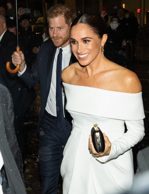 Meghan Markle next to Prince Harry at an event where they received an award