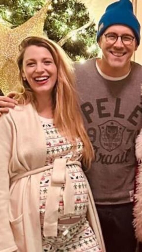 Photo of Blake Lively and Ryan Reynolds with Santa Claus