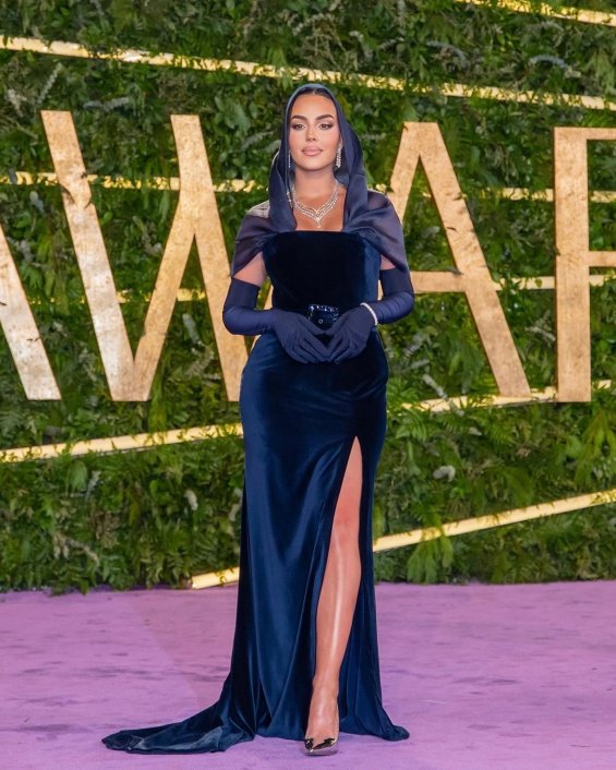 Georgina Rodriguez with a headscarf at a ceremony in Saudi Arabia