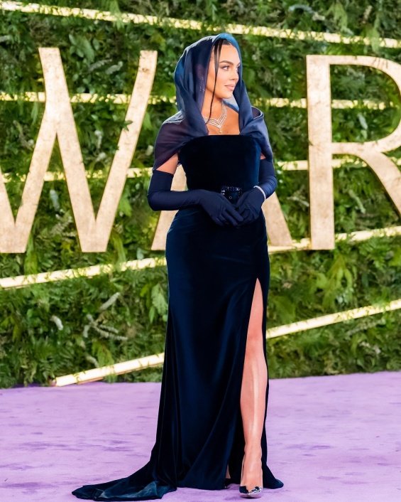 Georgina Rodriguez with a headscarf at a ceremony in Saudi Arabia