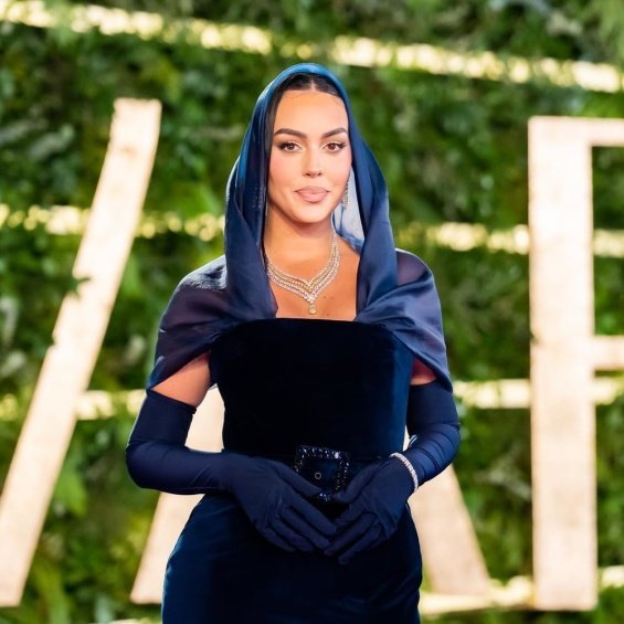 Georgina Rodriguez with a headscarf at a ceremony in Saudi Arabia