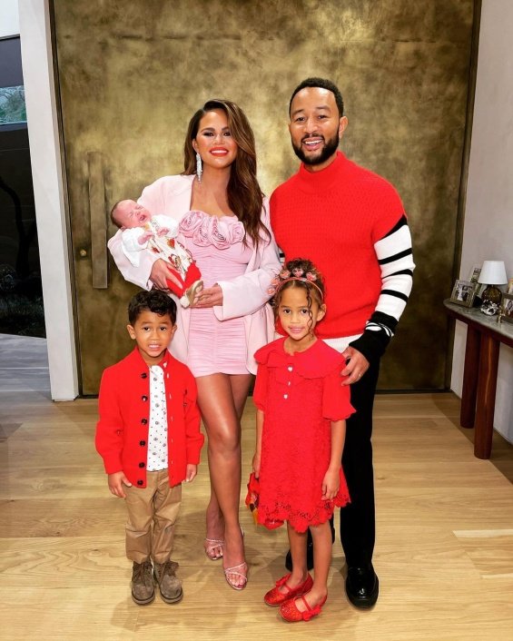 Chrissy Teigen and John Legend shared photos with their three children on Valentine's Day