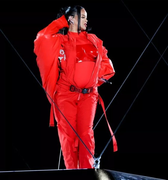 Rihanna reveals she's pregnant with a second child by showing pregnant belly at Super Bowl performance