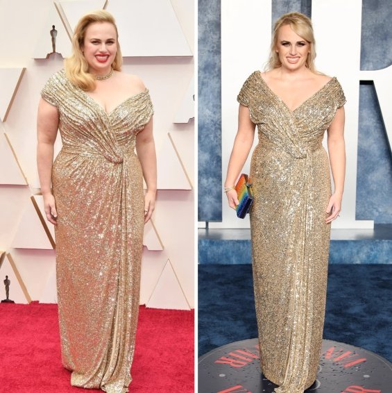 Before and after: Actress Rebel Wilson in the same dress from 3 years ago after a big weight loss