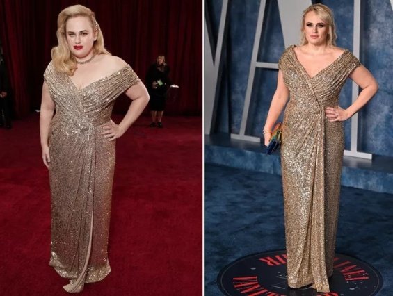 Before and after: Actress Rebel Wilson in the same dress from 3 years ago after a big weight loss