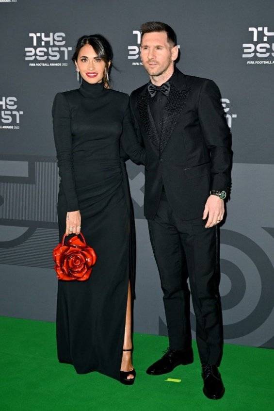 Lionel Messi with his wife Antonella in Paris where he received an award for the Best Footballer
