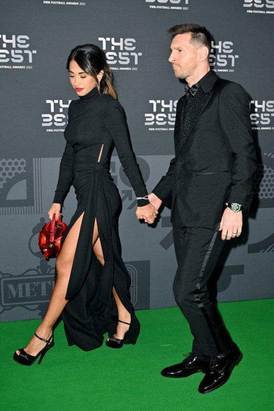 Lionel Messi with his wife Antonella in Paris where he received an award for the Best Footballer