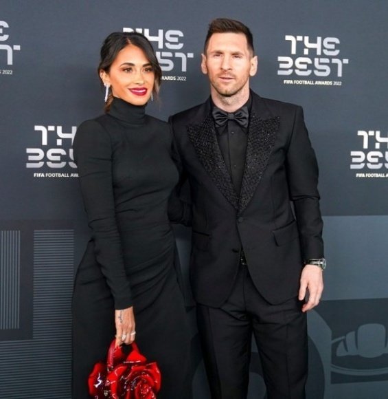 Lionel Messi with his wife Antonella in Paris where he received an award for the Best Footballer