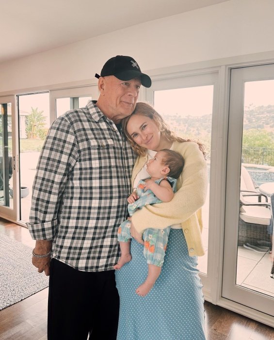 Bruce Willis With His Newborn Granddaughter And Daughter For Father's Day