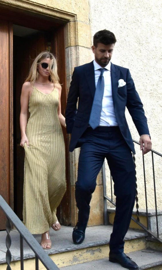 Gerard Pique with girlfriend Clara Chia at his brother's wedding in Spain