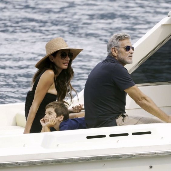 George And Amal Clooney On A Boat On Lake Como