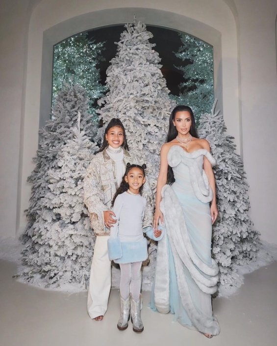 Kim Kardashian In Vintage Mugler Couture Gown At Christmas Party (The Original Elsa)