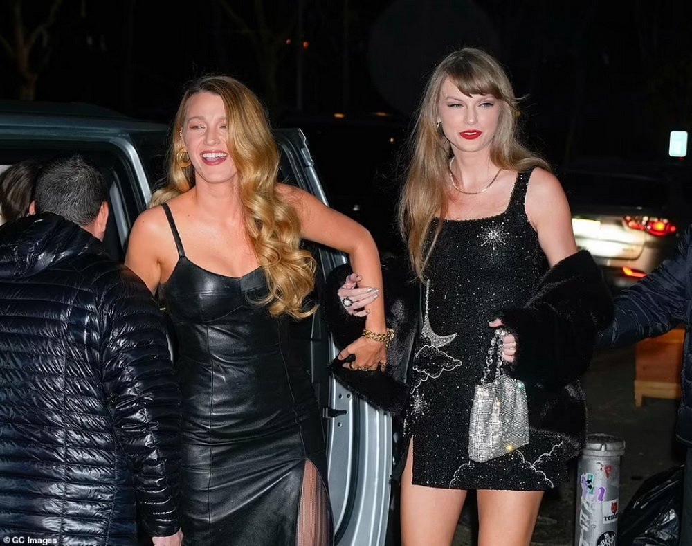 Blake Lively In A Tight Leather Dress At Taylor Swift's Birthday Party