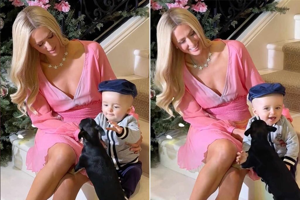 Paris Hilton Criticized After Posting A Video Of A Dog Licking Her Son