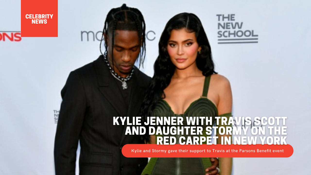 Kylie Jenner with Travis Scott and daughter Stormy on the red carpet in New York