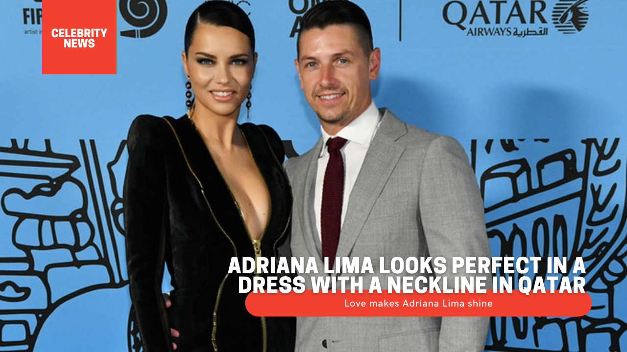 Adriana Lima looks perfect in a dress with a neckline in Qatar