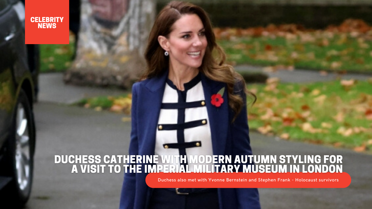 Duchess Catherine with modern autumn styling for a visit to the Imperial Military Museum in London