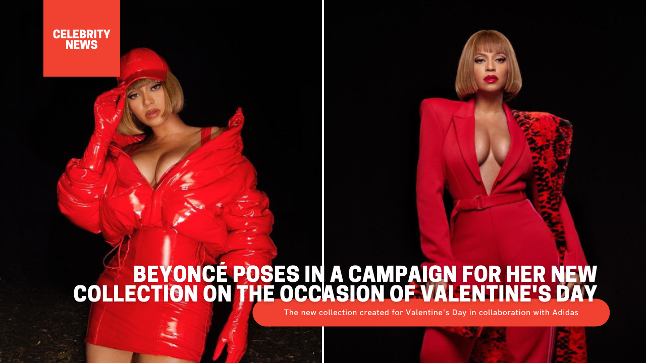 Beyoncé poses in a campaign for her new collection on the occasion of Valentine's Day