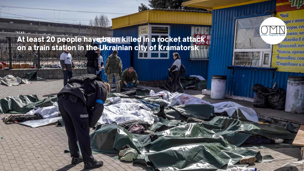 At least 20 people have been killed in a rocket attack on a train station in the Ukrainian city of Kramatorsk