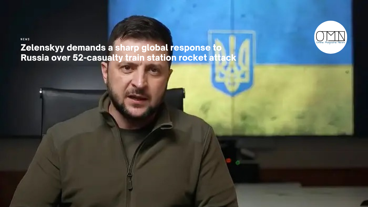 Zelenskyy demands a sharp global response to Russia over 52-casualty train station rocket attack