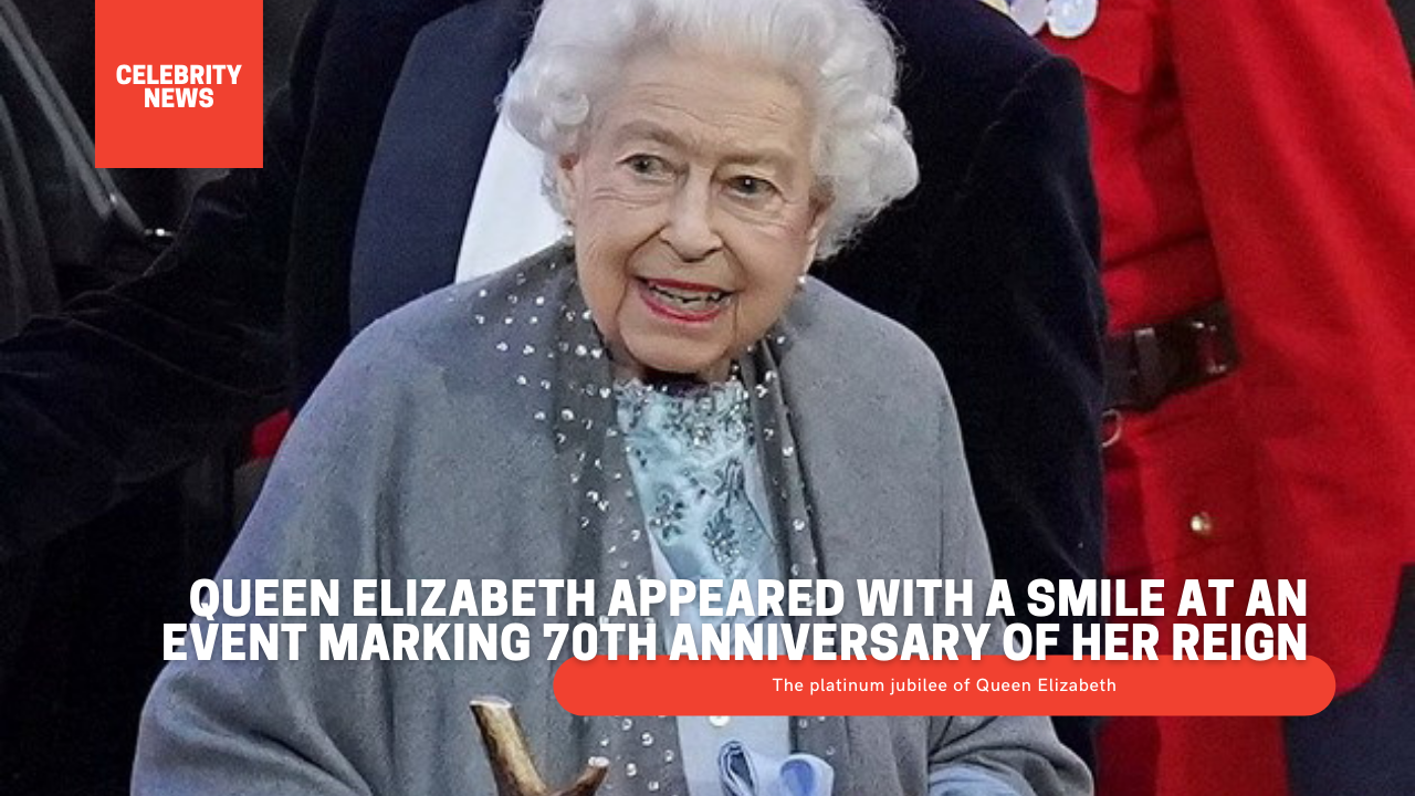 Queen Elizabeth appeared with a smile at an event marking 70th anniversary of her reign