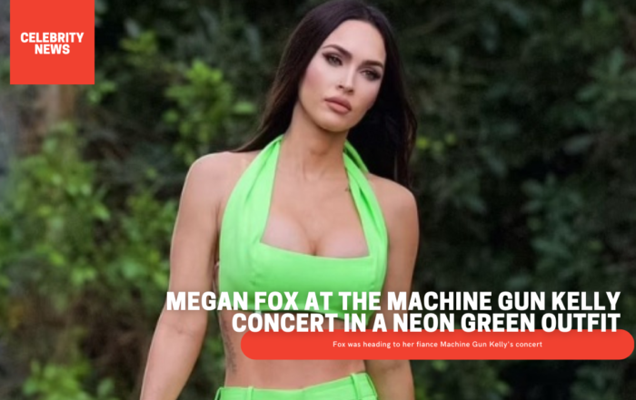 Megan Fox at the Machine Gun Kelly concert in a neon green outfit