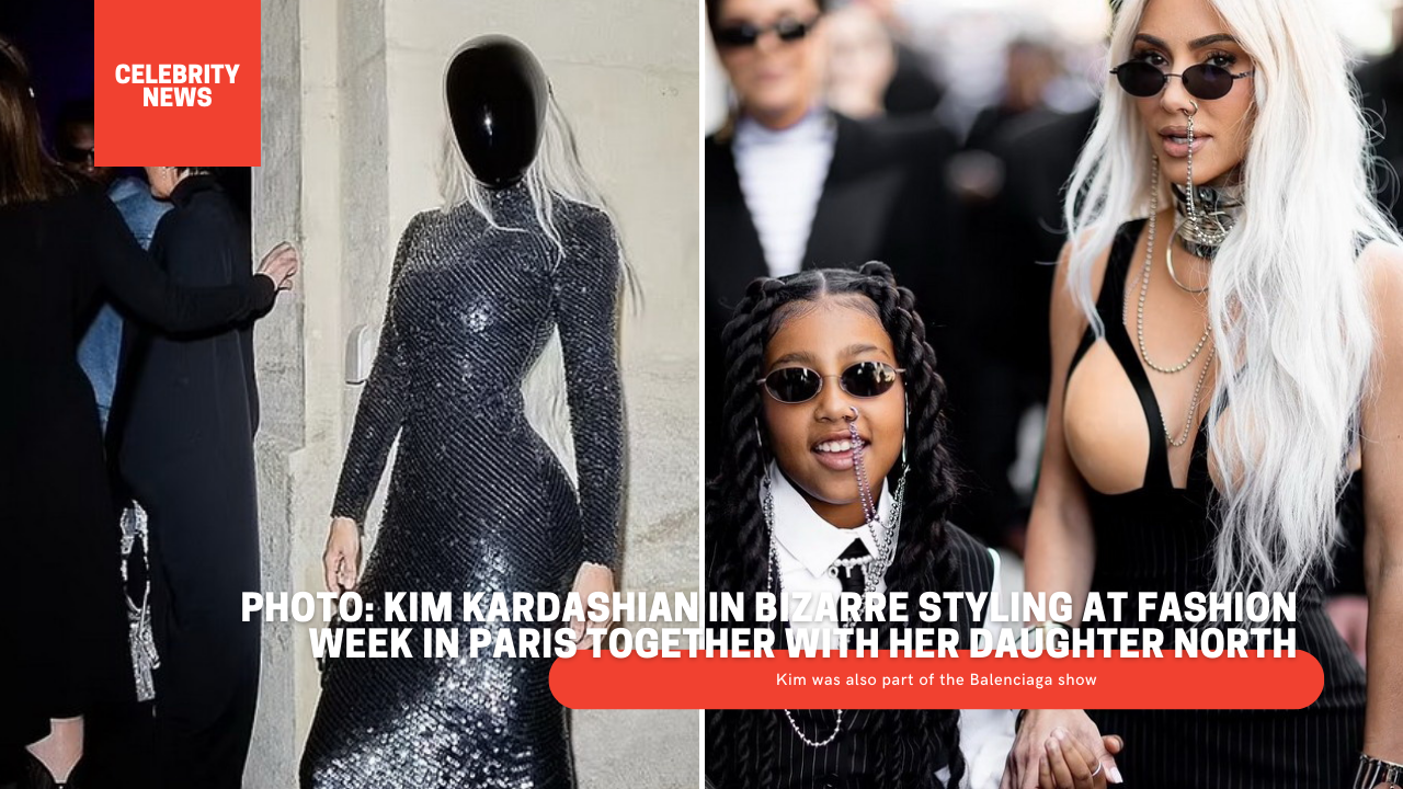 PHOTO: Kim Kardashian in bizarre styling at Fashion Week in Paris together with her daughter North