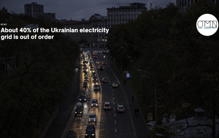 About 40% of the Ukrainian electricity grid is out of order
