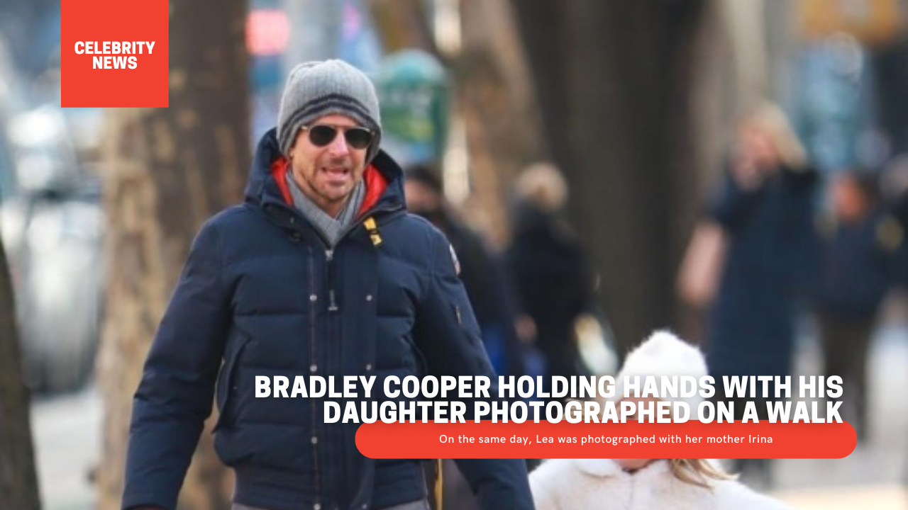 Bradley Cooper holding hands with his daughter photographed on a walk