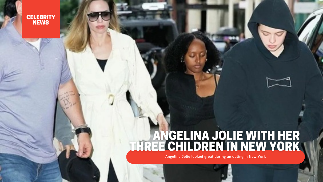 Angelina Jolie With Her Three Children In New York