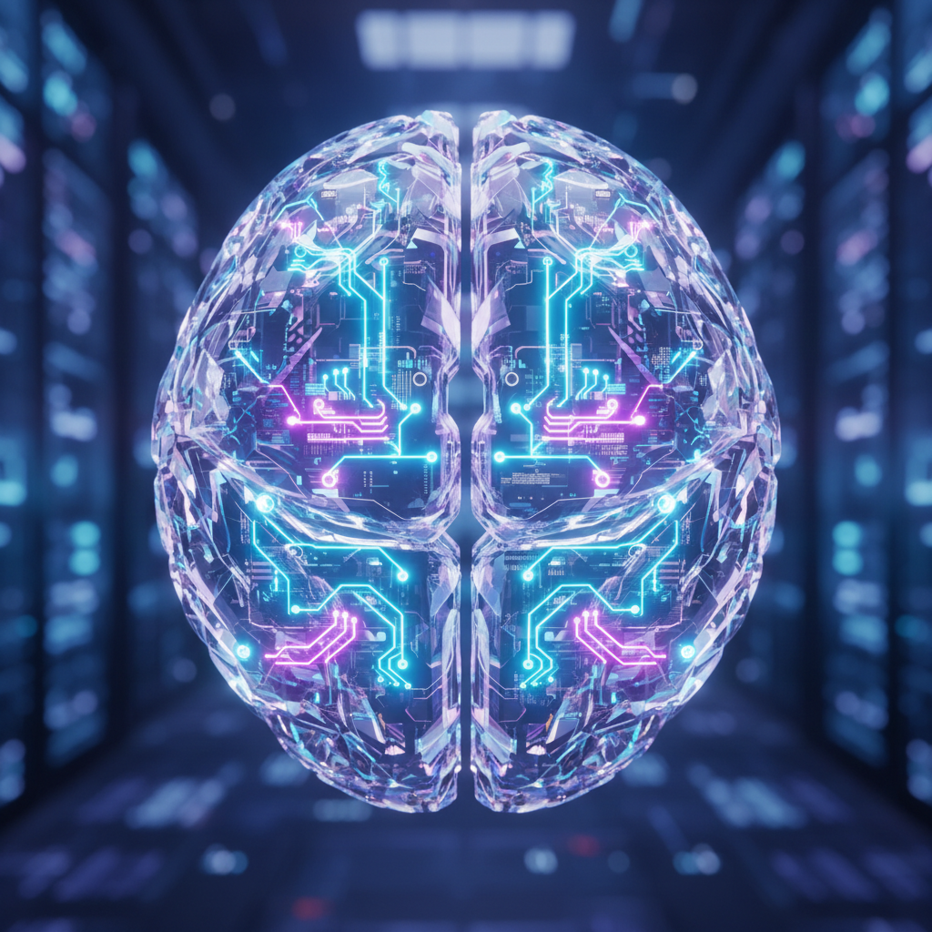 A conceptual visual of a digital brain with glowing nodes representing the Q* reasoning paths
